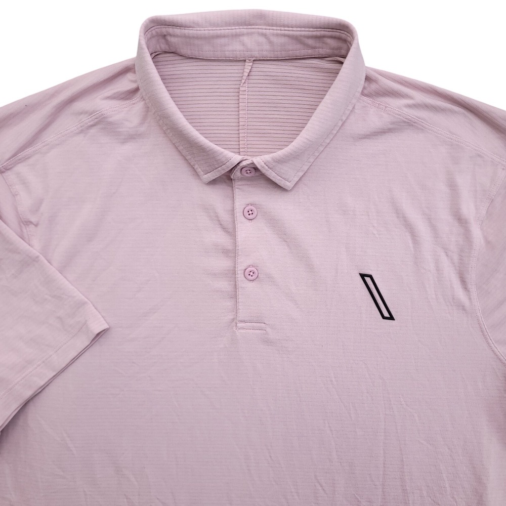 Lululemon Polo Shirt Mens Large Pink Golf Tech‎ Performance Athleisure